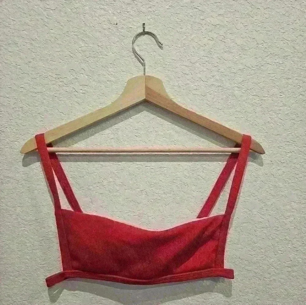 Ribbed Bikini Top in Fire Red